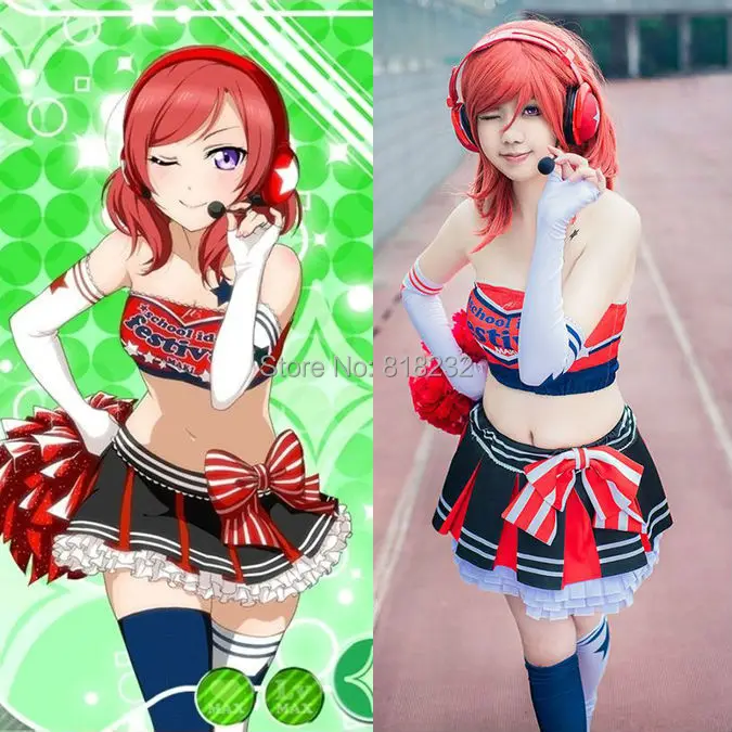 الحب لايف المدرسة المعبود مشروع Nishikino ماكي المشجع المحملة اللباس موحدة الزي تأثيري ازياء