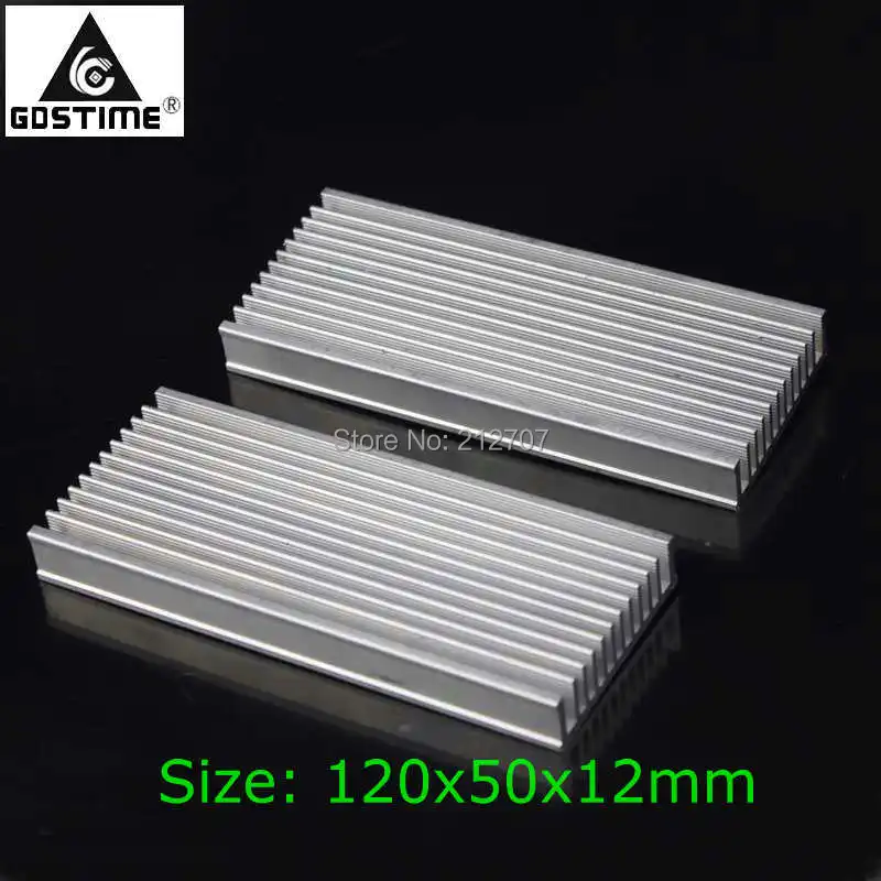

2PCS Gdstime DIY Cooler Aluminum Heatsink Radiator Heat Sink Chip 120x50x12mm for IC LED Power Transistor