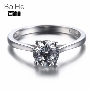 

BAIHE Sterling Silver 925 1.68CT Flawless AAA Graded Cubic Zirconia Engagement Women Trendy Fine Jewely Cubic Zirconia Ring