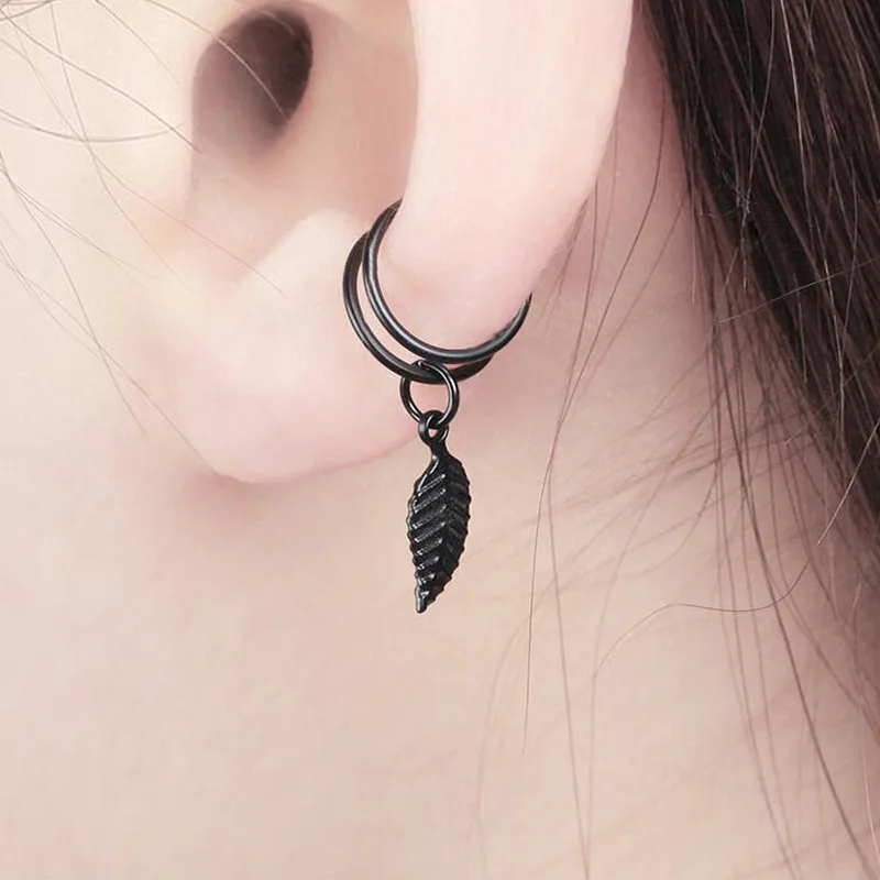 

Simple metal leaf leaf pendant u-shaped ear clip Fashion no pierced ear clip earrings wholesale clip-on earrings female party je