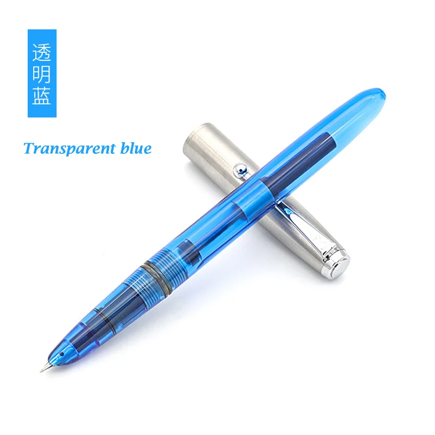 Jinhao 51A прозрачная деревянная перьевая ручка класса люкс 0,38 мм тонкие перьевые ручки для письма канцелярские принадлежности Школьные офисные принадлежности Caneta - Цвет: Transparent blue
