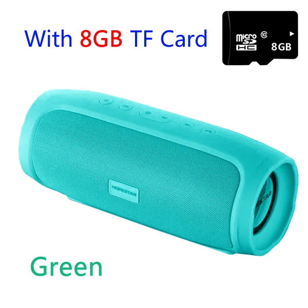 HOPESTAR H14 Charge3 Bluetooth динамик открытый беспроводной портативный сабвуфер бас звук PowerBank Громкий динамик для смартфона - Цвет: Green With 8GB card