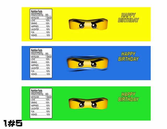 6PCS 4Style Ninjago theme Water Bottle Label Birthday Party Decorations Supplies Legoings ...