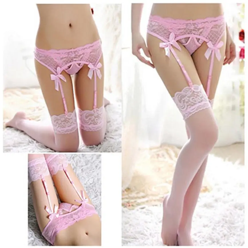 

2018 New 1Pair Womens Lace Top Thigh-Highs Stockings&Garter Belt Suspender Set Stockings Dropshipping 822