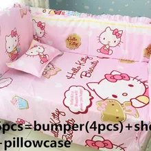 6 шт. мультяшный Детский Комплект постельного белья s детская кроватка комплект постельного белья Декор детской комнаты(4 бампера+ простыня+ наволочка