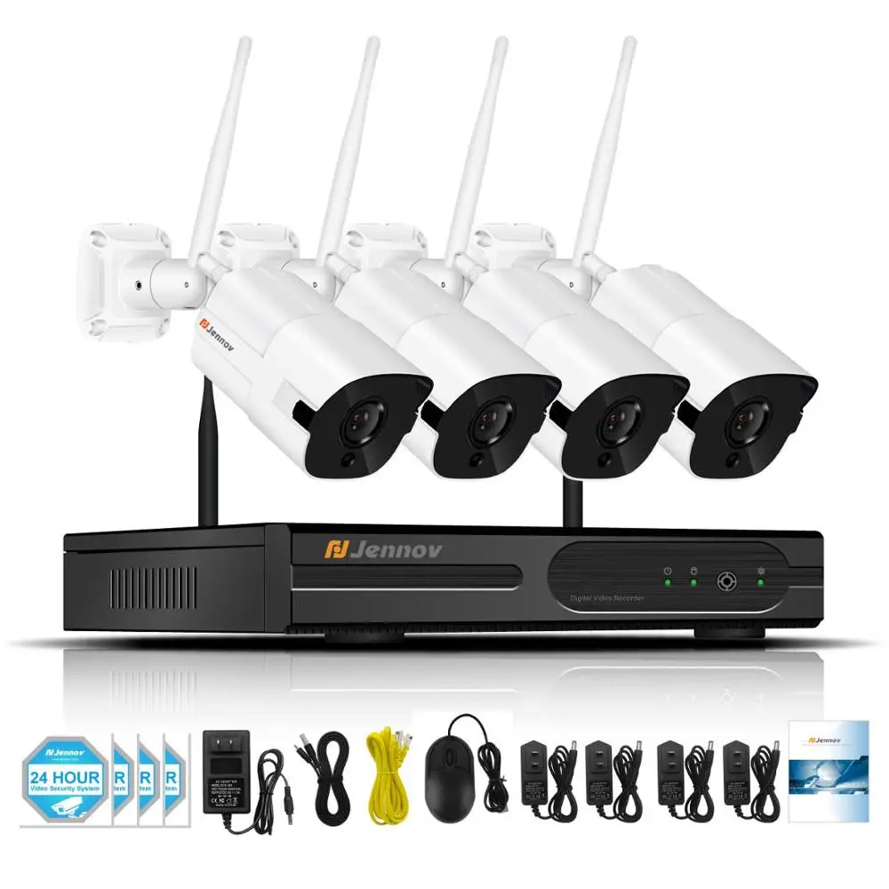 4 Pieces Cameras Jennov HD 8CH Беспроводная NVR CCTV система 2MP 1080P уличная Водонепроницаемая WiFi ip-камера, Аудио запись, безопасность, видеонаблюдение, комплект - Цвет: 4 Pieces Cameras