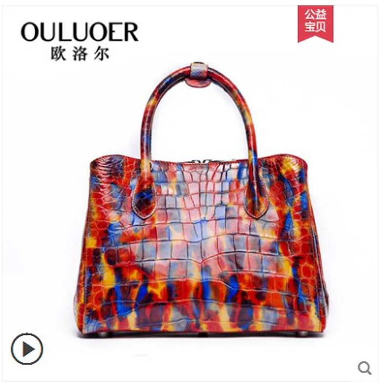 

ouluoer Thai crocodile leather women's bag 2019 new high-end personality camouflage bag leather single-shoulder cross-body