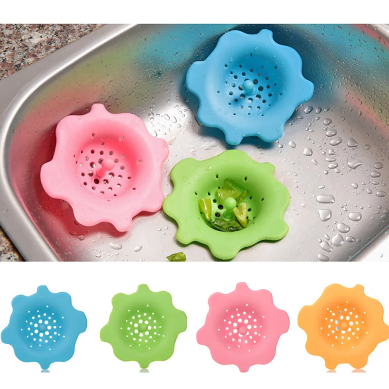 Kitchen Sink Strainer Filter Bathroom Silicone Cover Stopper Hair