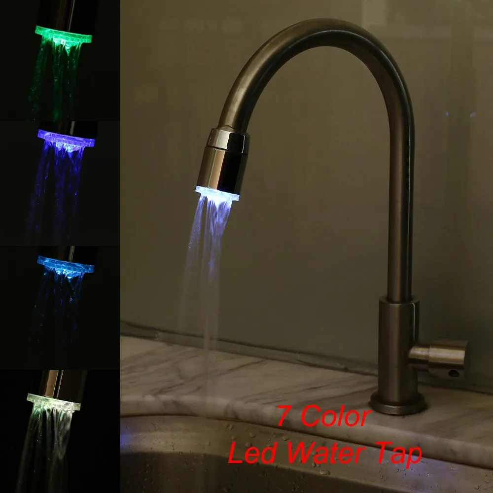 

7 Color LED Light Water Faucet Light Tap Nozzle RGB Color Blinking Temperature Faucet Aerator Water Saving Kitchen Accessories