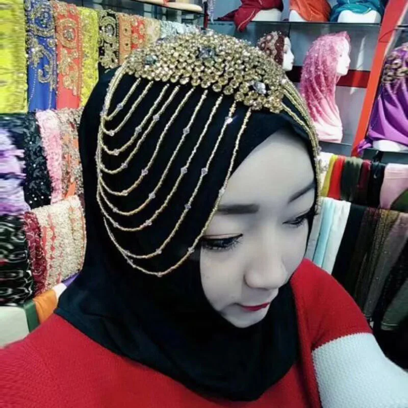 

head scarf one piece easy hijab hand beading amira hijeb with dangling crystal ice milk khaleeji head scarf