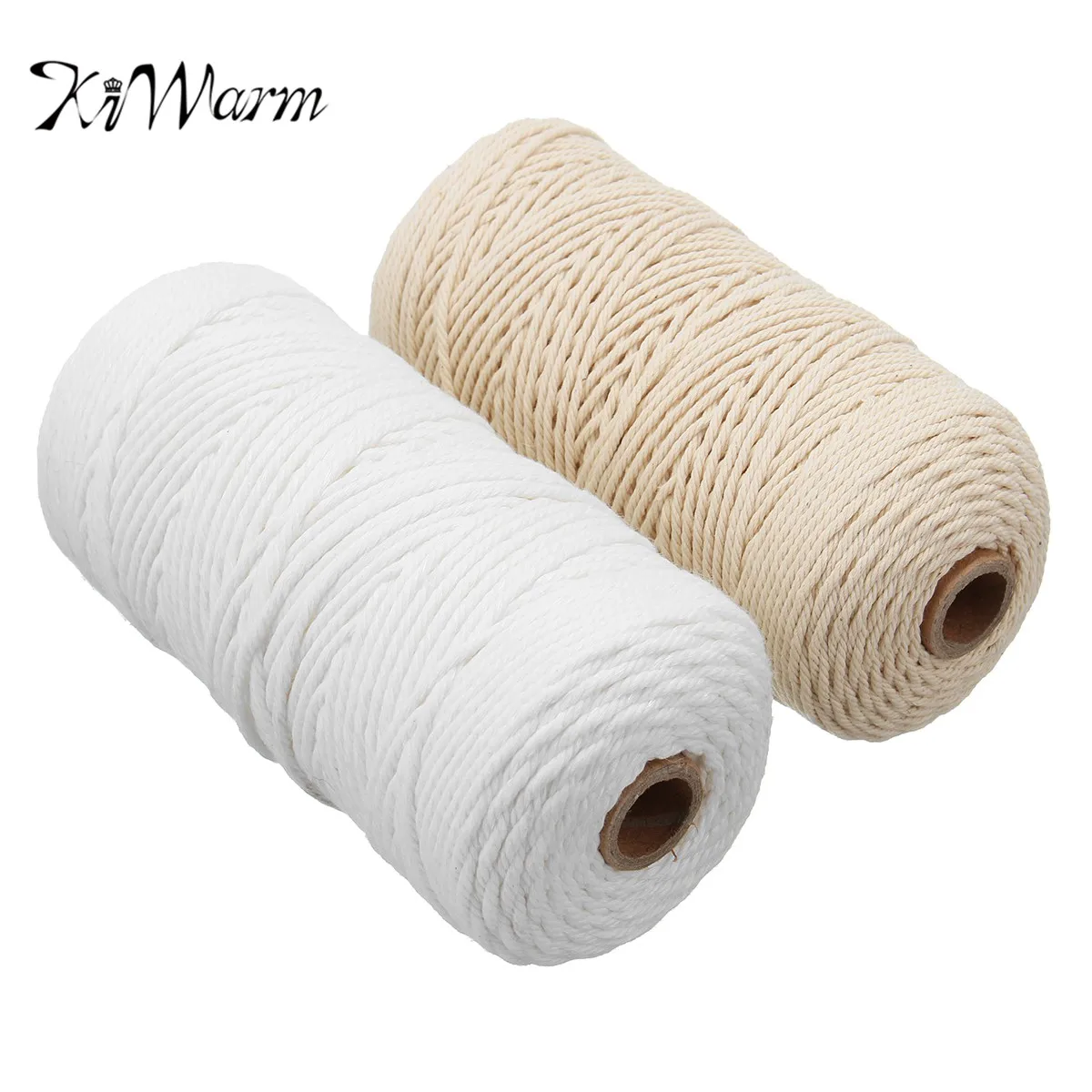 

KiWARM 2mmx200m Beige White Cotton Twisted Cord Rope Bohemian Craft BOHO Macrame String Handmade Decorative Accessories