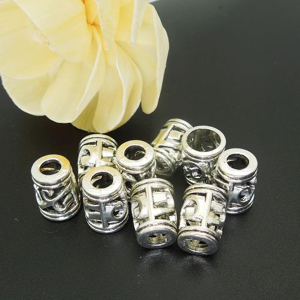 

BIG hole Charms Flower Antique Silver Metal Zinc Alloy DIY Beads Hair Braid,13*10mm Hole Size 5,8mm Charm for Bracelets Making