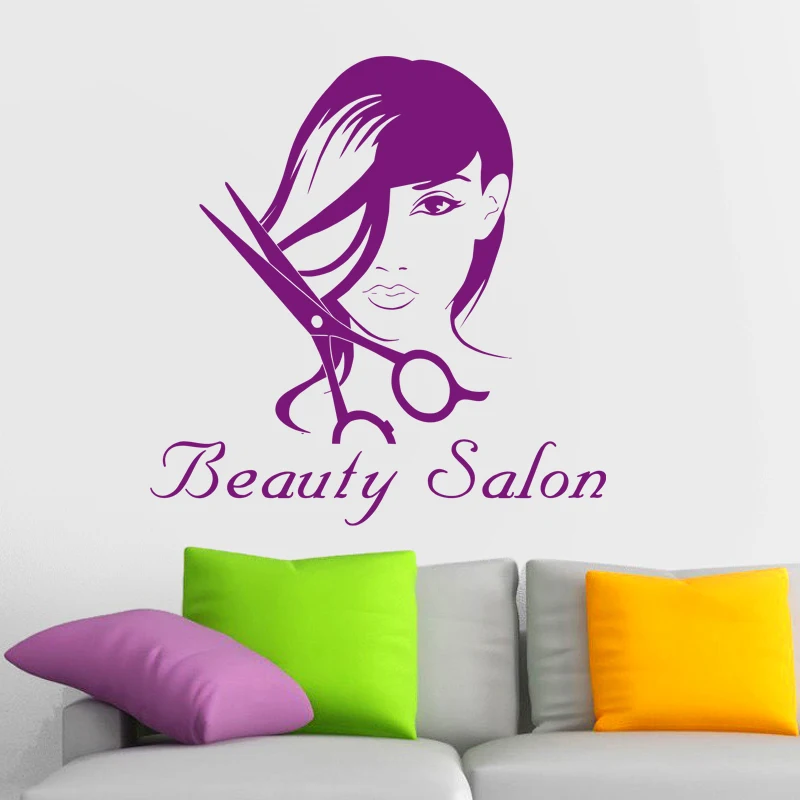 Hair Salon Decal Hairdressing Sticker Vinyl Wall Art Decals Decor Windows Decoration Mural Mb029