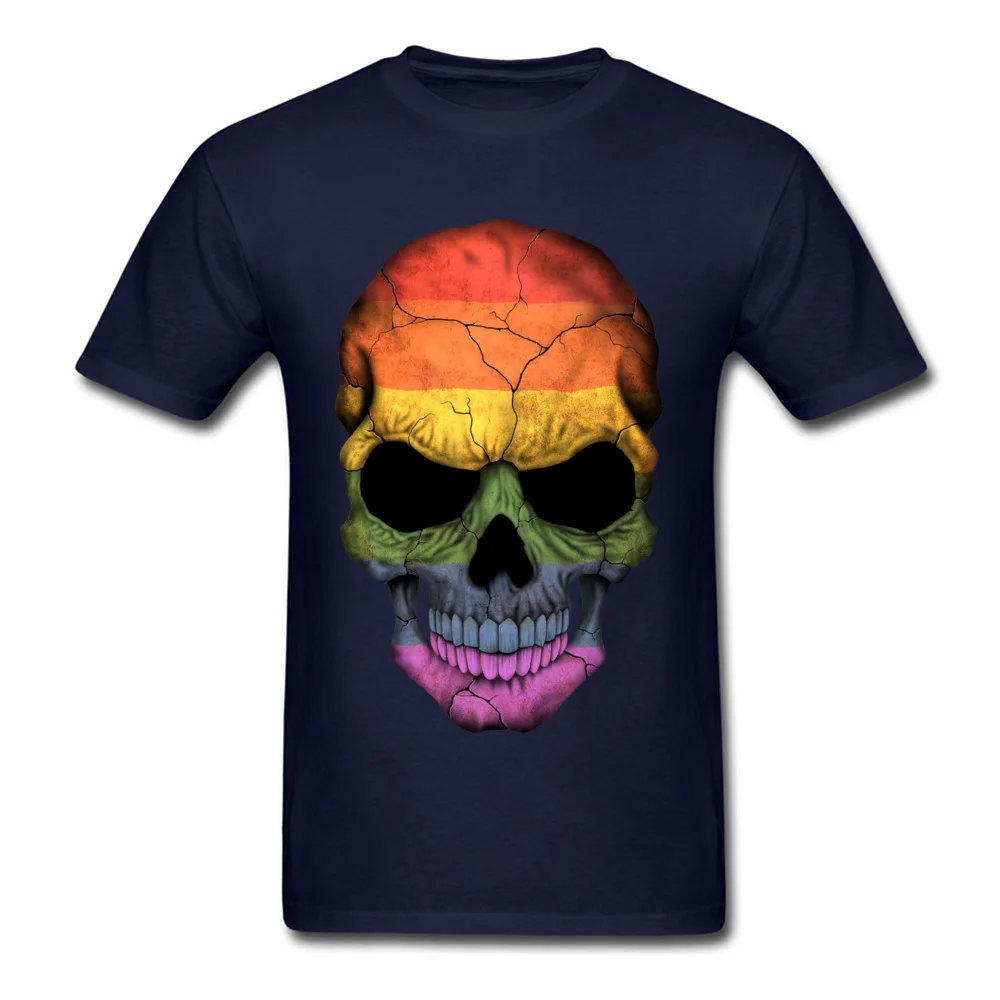 Gay Pride Rainbow Flag Skull_navy