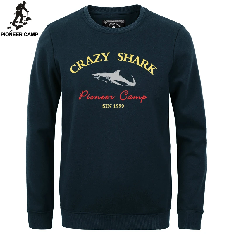 Pioneer Camp 2016 fashion fleece thicken hoodies men warm 100%cotton brand clothing casual male hoody shark men sweatshirt XXXL