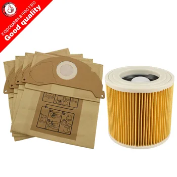 

6Pcs paper bags+1Pcs dust Hepa filters for Karcher Vacuum Cleaners parts Cartridge HEPA Filter WD2250 WD3.200 MV2 MV3 WD3