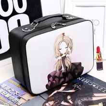 2017 new Cosmetic box female professional PU cosmetic bag women’s large capacity storage handbag travel toiletry makeup bag