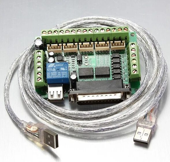 5 осевое Интерфейс адаптер Breakout совета для Драйвер шагового двигателя Mach3 + кабель USB, mach3 ЧПУ