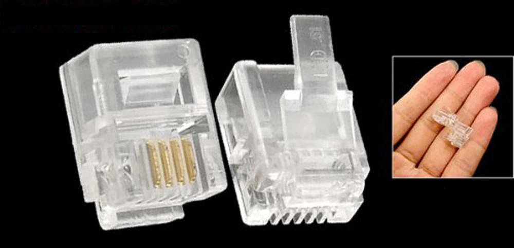 

2015 Hot 4 Pcs 6P4C 4 Pin RJ11 Telephone Jack Connector Clear