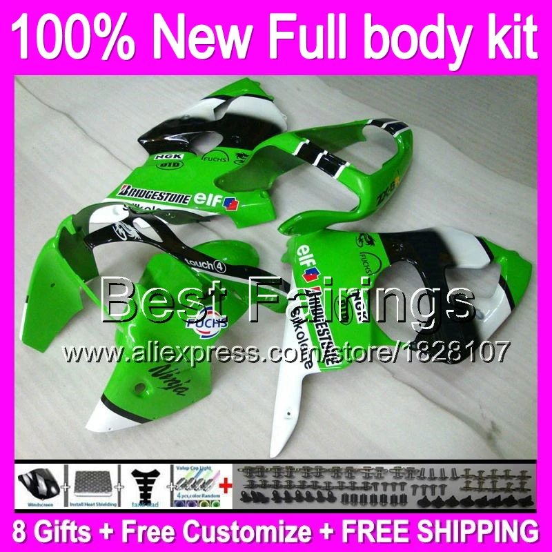 

Fairing For KAWASAKI NINJA ZZR600 ZZR 600 green black 636 5B7 ZZR-600 05 06 07 08 2005 2006 2007 2008 +decal green white Body