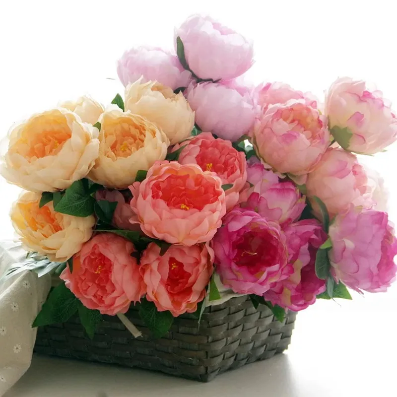 

2018 Hight Quality Decorations For HomeSilk Flower 1 Bouquet Artificial Flowers Vivid Peony Wedding Home Decoration Flower Party