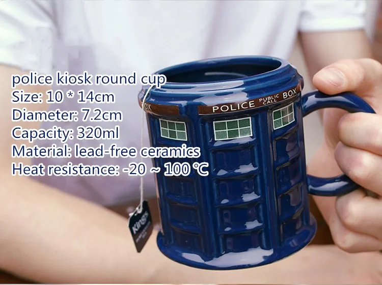 Творческий тайна Dr Novel Police Box квадратная кружка кофе напиток молоко Керамика чашки Круглый Синий фестиваль подарок на день рождения