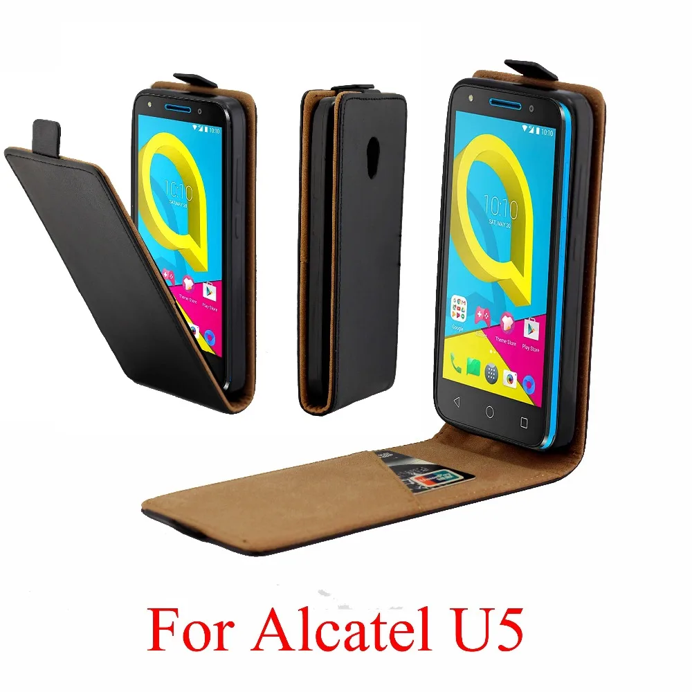 

For Alcatel U5 HD 5047D Cover Luxury PU Leather Flip Case For Alcatel U5 4G 5044D Vertical Open Down Up for Alcatel U5 3G 4047