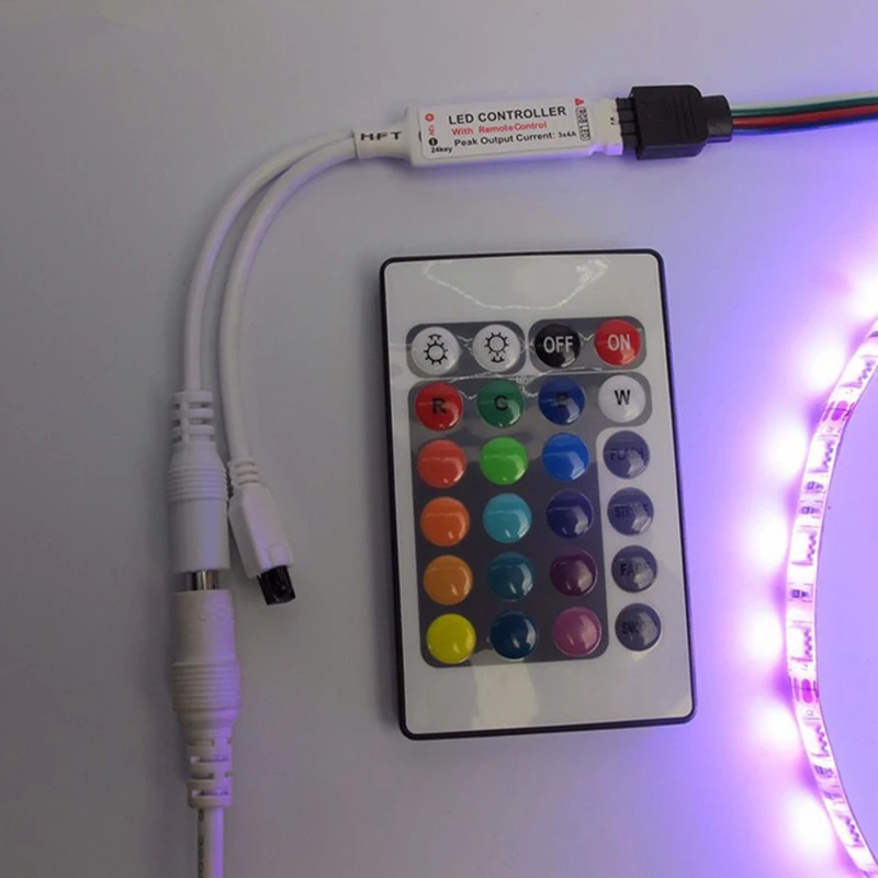 DC12V безопасности Мини 24key пульт дистанционного управления IR RGB/RGBW Светодиодные ленты контроллер с 24 кнопками для SMD 3528 5050 5630 3014 Светодиодные ленты света