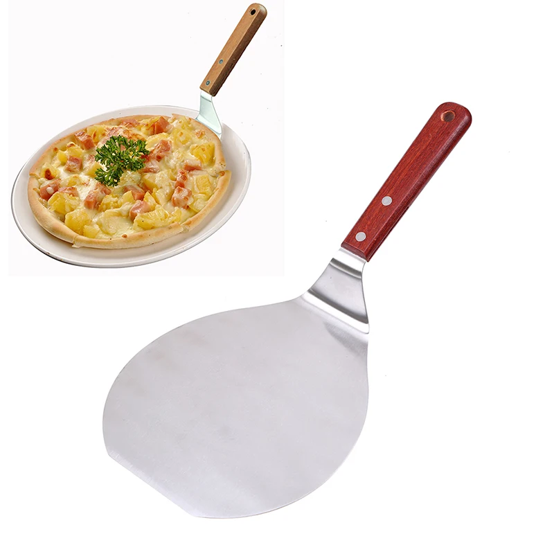 

WHISM Stainless Steel Cake Holder Baking Tools Wooden Handle Pizza Shovel Cheese Cutter Spatula Peels Lifter Home Kitchen Tools