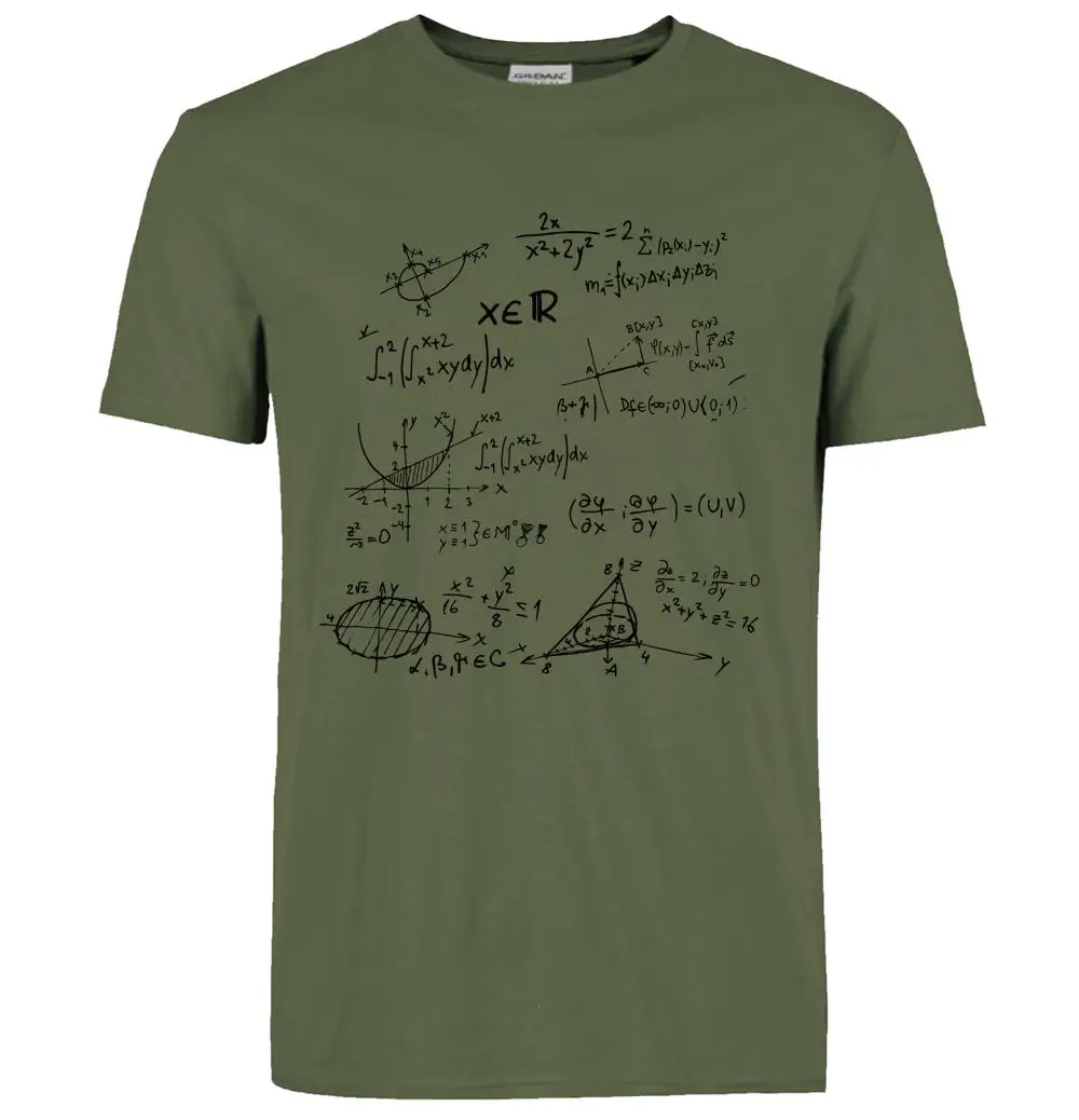Футболки с математической формулой, с принтом, мужские хлопковые футболки с теорией Большого взрыва, футболки, топы, брендовая одежда, Забавные футболки - Цвет: dark green1