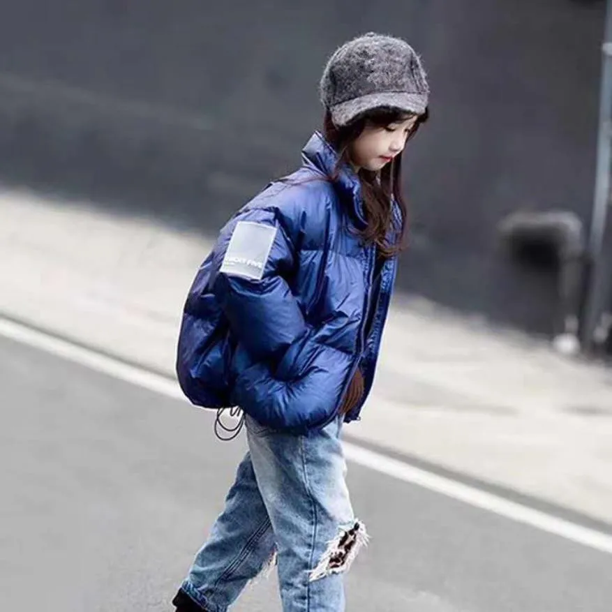 

Winter thicker warm loose Girls Glossy down jacket White Duck Down Parkas Children Outwear Modis Kids Clothes Down Jacket Y1749