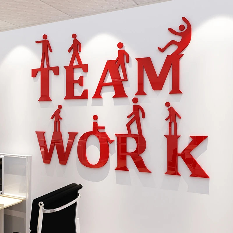 Kerja Sama Tim Inspirasi Slogan 3d Stereo Stiker Dinding Budaya Perusahaan Dinding Dekorasi Kantor Kreatif Diy Acrylic Wall Lengket Wall Stick Wall Stickerwall Decor Aliexpress