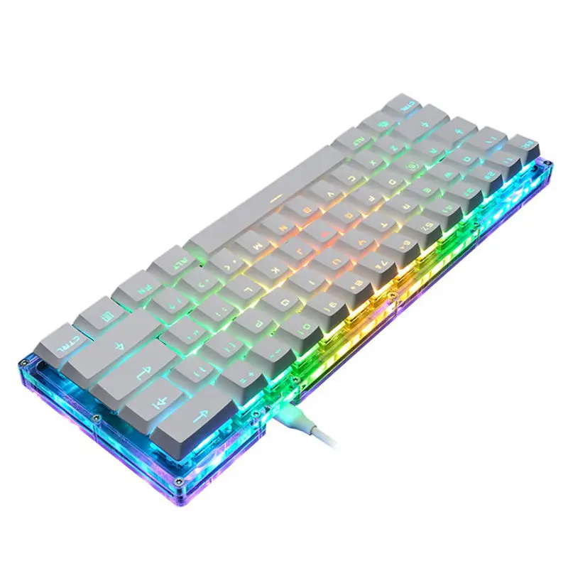 

Mechanical Gaming Keyboard With Rgb Led Backlit, Acrylic Base And 61-Key Anti-Ghosting Blue Switch For Pc And Laptop