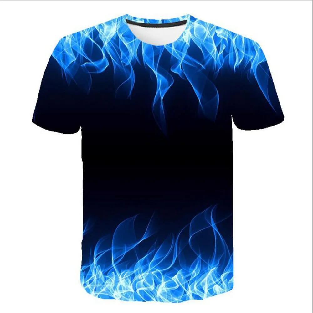 

Blue Flaming tshirt Men Women t shirt 3d t-shirt Black Tee Casual Top Anime Camiseta Streatwear Short Sleeve Tshirt Size S-5XL