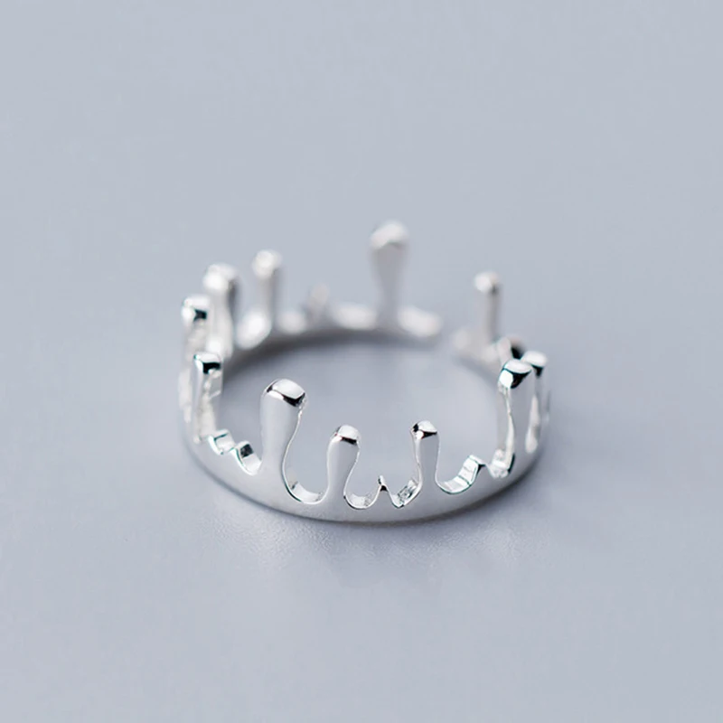INZATT Настоящее серебро 925 проба уникальный поток воды Корона регулируемое кольцо для женщин вечерние ювелирные изделия в стиле панк индивидуальное кольцо подарок
