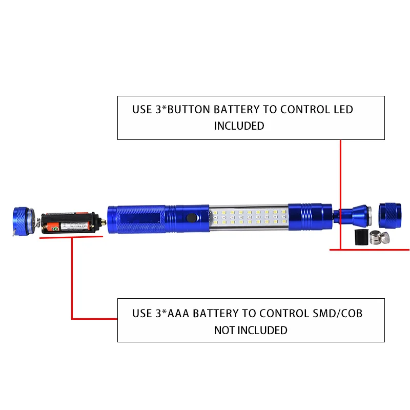 Coba светодиодный регулируемый светильник-вспышка cob рабочий светильник 3* AAA батареи 4 режима лампы с 2 переключателями 2 магнитных крючка водонепроницаемый