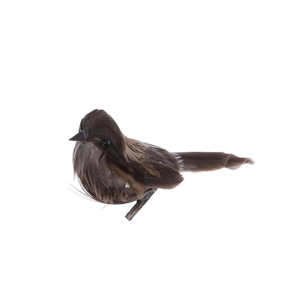 Decorative Artificial Animal Feather Fake Birds Magpie With Clip Garden Home