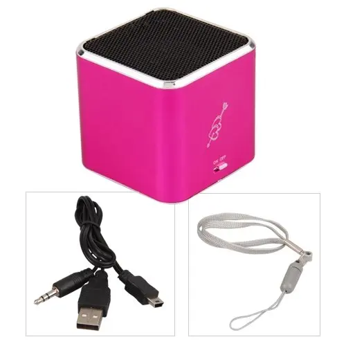 CES-Fuschia Mini Loudspeaker Speakers USB Micro SD TF Card For MP3 Player