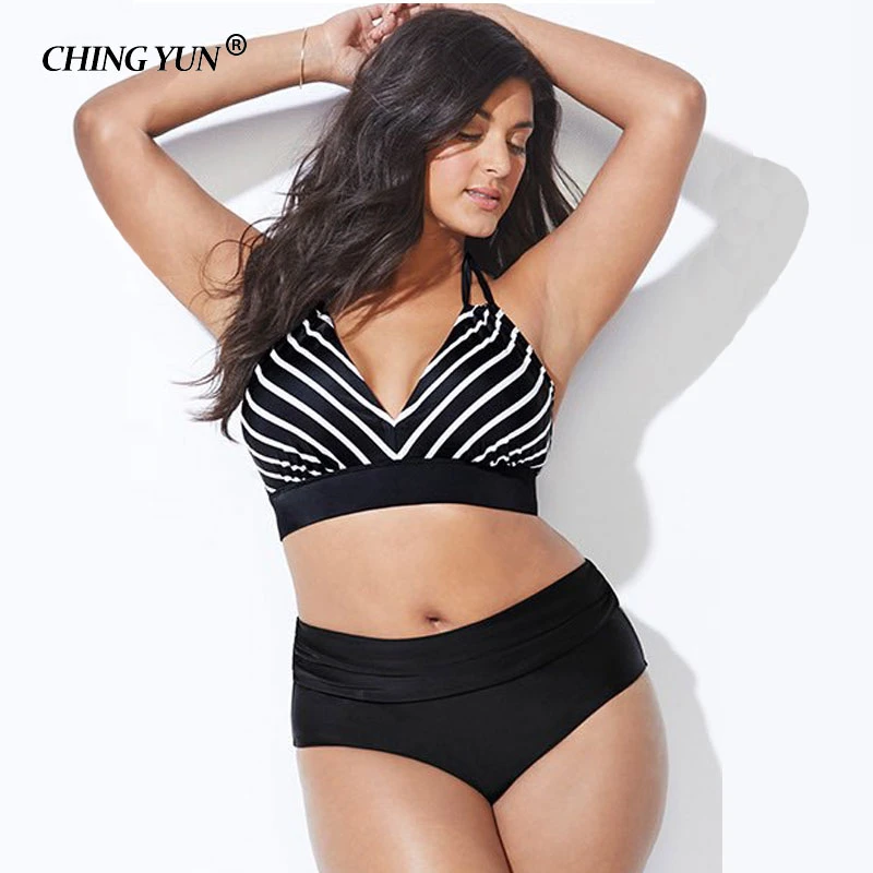 Peligro serie cometer CHING YUN bikini de talla grande para mujer, bañador de cintura alta, ropa  de baño de talla grande, traje de baño retro de realce|Conjunto de bikini|  - AliExpress