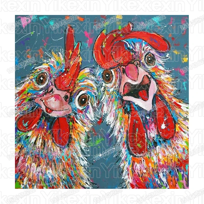 

5D Diy Full circular Round Stone Resin Diamond Painting Cross Stitch Embroidery Cartoon chicken Diamant Friend Gift