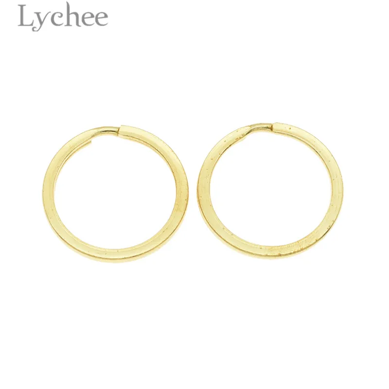 

Lychee 2pcs Trendy Solid Brass Loop Ring Key Chain Round Shape Gold Color DIY Handmade Man Women Key Chain Accessories for Bag
