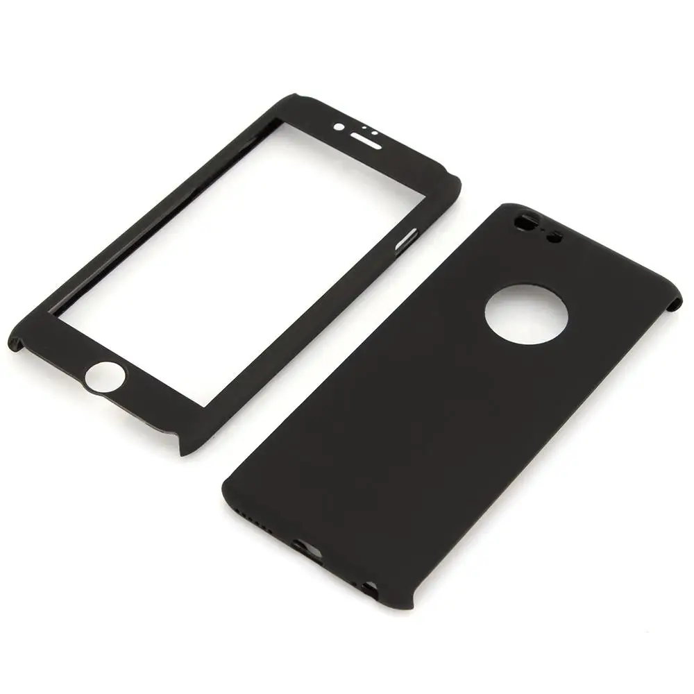 Ultra Thin Full Hard Case Cover & Tempered Glass Screen Protector for Apple iPhone 6S Black