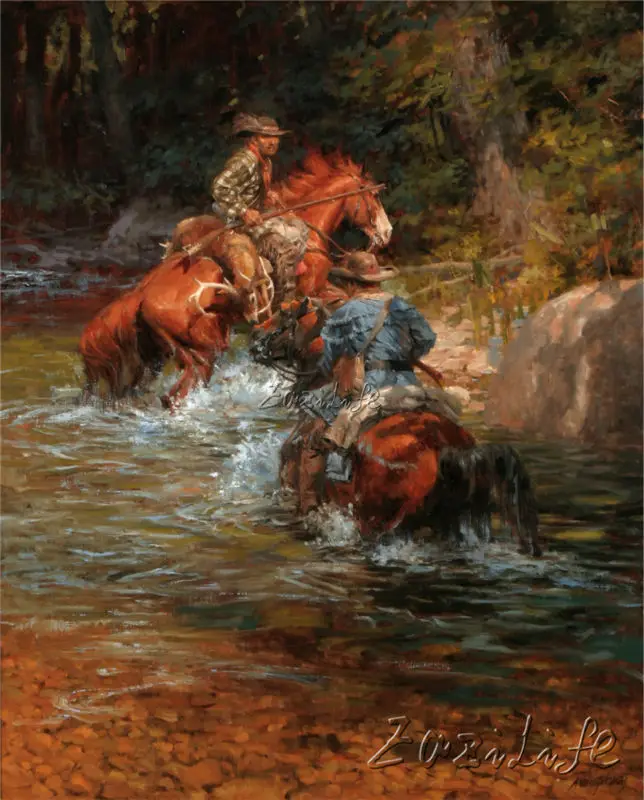 

Cowboy Oil painting Picture Printed on canvas 2