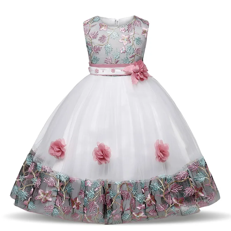 Новое Детское платье с цветочным принтом, кружевное праздничное платье принцессы для девочек 3, 4, 5, 6, 7, 8 лет, Летнее Детское платье-пачка, одежда - Цвет: Pink