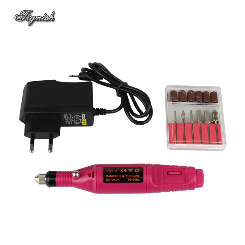 Tignish Pen Shape Electric Nail Drill Manicure Set 110V US 220V EU Plug Nail File Bit