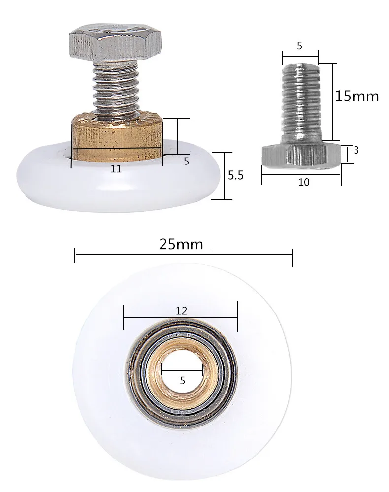 8 шт. прочный Замена Душ дверные ролики/бегуны/колеса 25 мм диаметр колеса запасная часть с винтом
