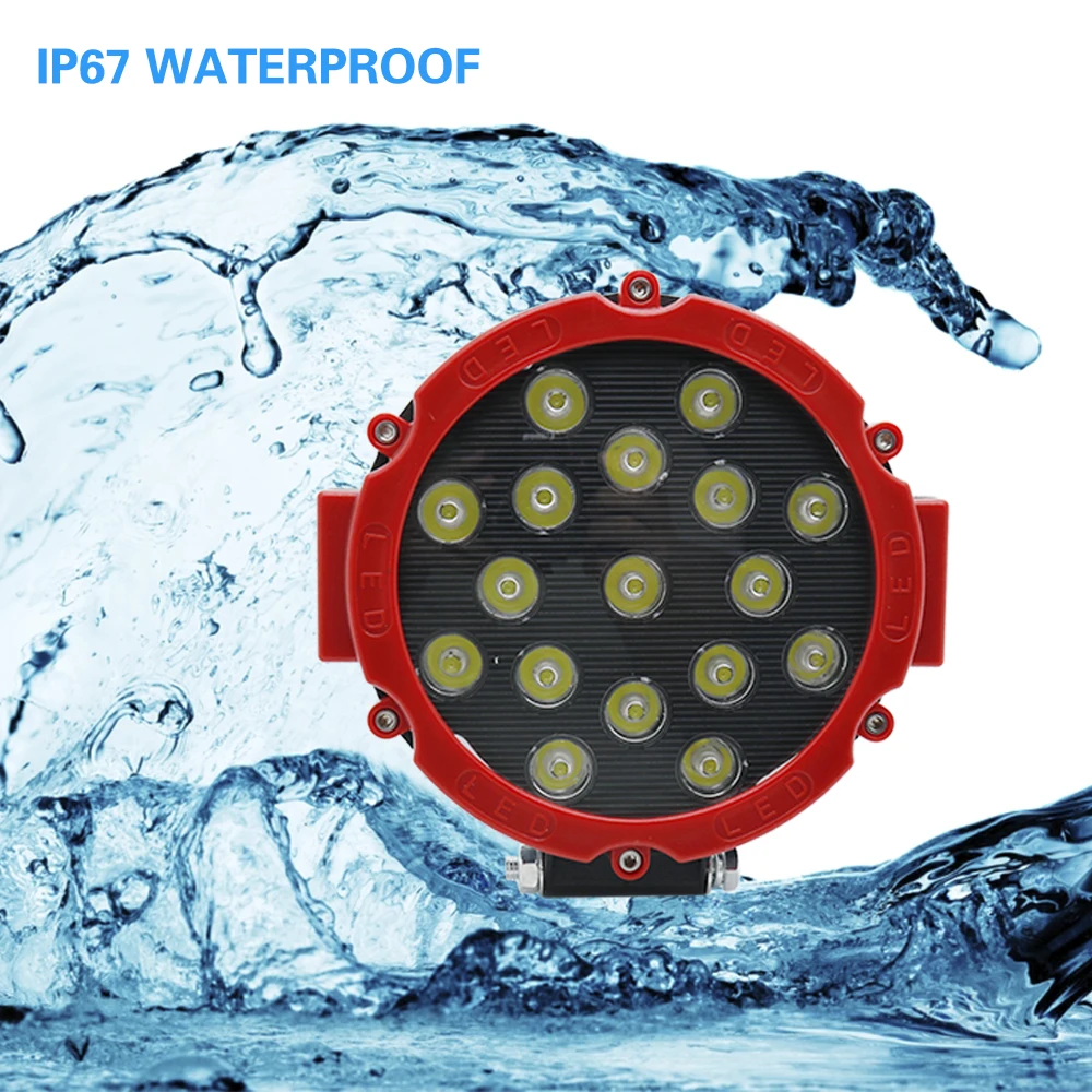 6.3 Inch 51W LED Work Light Spotlight 12V 24V Round LED Offroad Light Lamp Worklight for Off road Car Truck Hot Work Light (10)