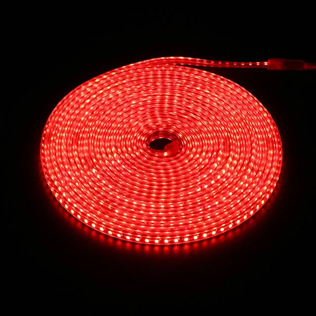 Светодиодная лента Водонепроницаемая SMD 5050 светодиодная лента AC220V гибкая 60 светодиодов/метр наружное садовое освещение с европейской вилкой - Испускаемый цвет: Red