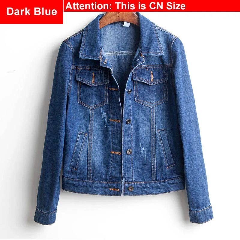 Dark Blue Укороченная джинсовая куртка размера плюс с дырками 4Xl 5Xl, синяя куртка-бомбер с светильник, короткие джинсовые куртки Jaqueta с длинным рукавом, повседневное джинсовое пальто - Цвет: Dark Blue