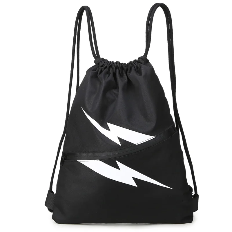 School Bag lightning Drawstring Backpack For Teenage Women Men Waterproof Drawstring Bag Packing Cubes Large Capacity